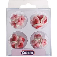 Pack of 24 Mini Pink Hearts and Flowers Sugar Pipings
